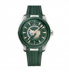 Omega Seamaster Aqua Terra 150m Co-Axial Master Chronometer GMT Worldtimer 43mm para hombre Caucho verde O22032432210001 réplica de reloj