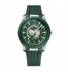 Omega Seamaster Aqua Terra 150m Co-Axial Master Chronometer GMT Worldtimer 43mm para hombre Caucho verde O22032432210001 réplica de reloj