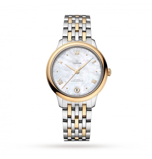 Omega De Ville Prestige Co-Axial Master Chronometer de 34 mm para mujer, color blanco O43420342005002 réplica de reloj
