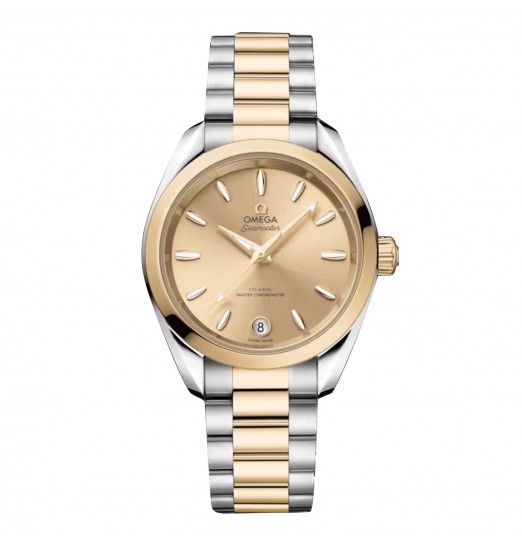 Omega Seamaster Aqua Terra Shades de 34 mm para mujer, amarillo, O22020342008001 réplica de reloj