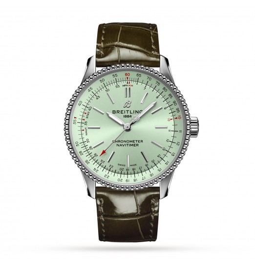 Breitling Navitimer Automatico 35 Correa de cuero de acero inoxidable - menta A17395361L1P2 réplica de reloj