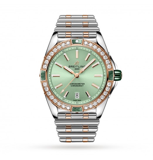 Breitling Super Chronomat Automatico 38 de acero inoxidable verde y oro rosa de 18 quilates U17356531L1U1 réplica de reloj