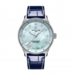 Breitling Navitimer 32 mm para mujer Cocodrilo de nacar azul A77320171C1P1 réplica de reloj