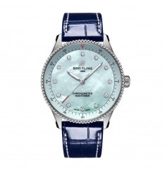 Breitling Navitimer 32 mm para mujer Cocodrilo de nacar azul A77320171C1P1 réplica de reloj