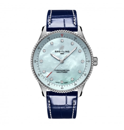 Breitling Navitimer 32 mm para mujer Cocodrilo de nacar azul A77320171C1P1 réplica de reloj
