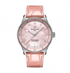 Breitling Navitimer 32 mm para mujer Cocodrilo de nacar rosa A77320D91K1P1 réplica de reloj