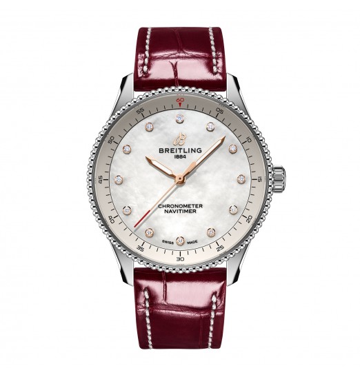 Breitling Navitimer 32 mm para mujer Cocodrilo de nacar blanco A77320E61A2P2 réplica de reloj Breitling Navitimer 32 mm para mujer Cocodrilo de nacar blanco A77320E61A2P2 réplica de reloj