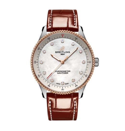 Breitling Navitimer 32 mm para mujer Cocodrilo de nacar blanco U77320E61A1P1 réplica de reloj