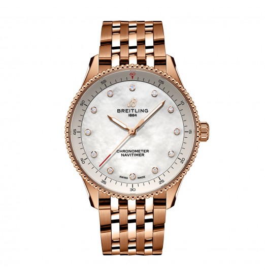 Breitling Navitimer 32 mm para mujer Madreperla blanca Oro rojo de 18 k R77320E61A1R1 réplica de reloj
