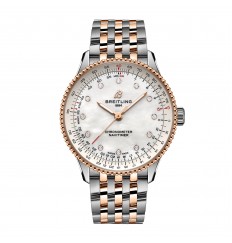 Breitling Navitimer de 36 mm para mujer, acero inoxidable de nacar blanco y oro rojo de 18 k U17327211A1U1 réplica de reloj