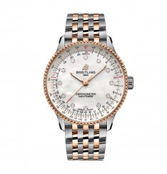Breitling Navitimer de 36 mm para mujer, acero inoxidable de nacar blanco y oro rojo de 18 k U17327211A1U1 réplica de reloj