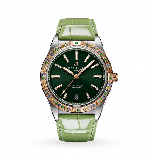Breitling Chronomat Automatico 36 de mujer con correa de cuero verde Mar del Sur U10380611L1P1 réplica de reloj