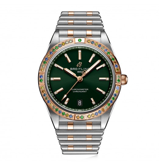 Breitling Chronomat Automatico 36 para mujer de acero inoxidable verde mar del sur y pulsera de oro rosa de 18 quilates U10380611L1U1 réplica de reloj