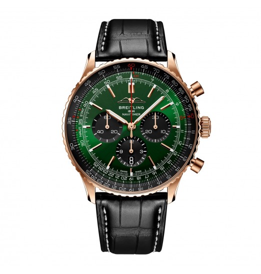 Breitling Navitimer Cronografo Oro rosa de 18 quilates 46 mm para hombre Cocodrilo verde RB0137241L1P1 réplica de reloj