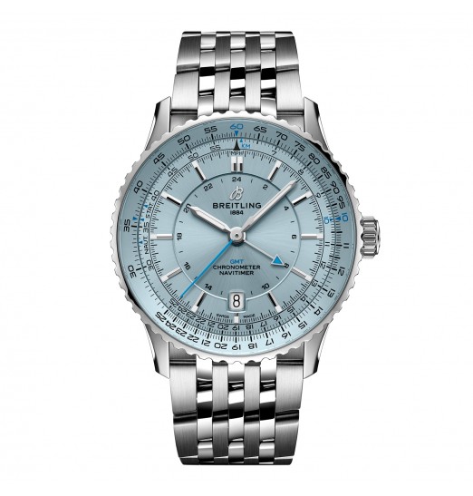 Breitling Navitimer Automatico GMT 41mm para hombre Acero inoxidable azul claro A32310171C1A1 réplica de reloj