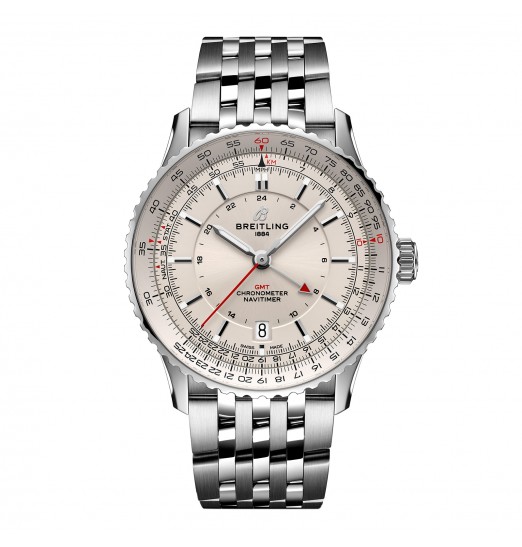 Breitling Navitimer Automatico GMT 41mm para hombre Plata Acero inoxidable A32310211G1A1 réplica de reloj