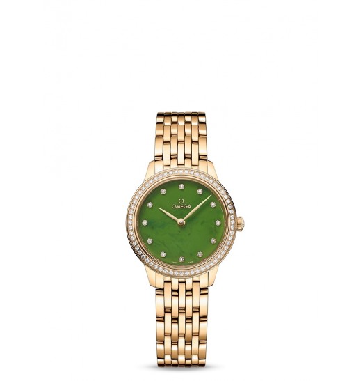 Omega De Ville Quartz 27.5 434.55.28.60.99.001 Oro Amarillo Diamante Jade Diamante Pulsera réplica de reloj