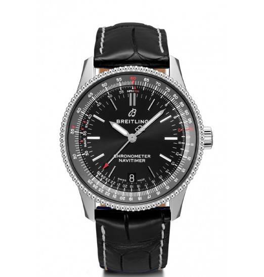 Breitling Navitimer Automatico 38 mm Esfera negra Cuero negro A17325241B1P2 réplica de reloj