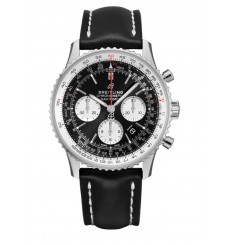 Breitling Navitimer 1 B01 Chronograph 43 Correa de cuero desplegable con esfera negra para hombre AB0121211B1X2 réplica de reloj