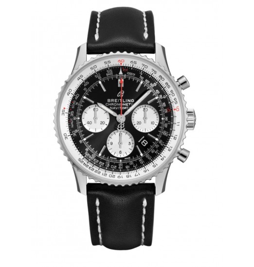Breitling Navitimer 1 B01 Chronograph 43 Correa de cuero desplegable con esfera negra para hombre AB0121211B1X2 réplica de reloj