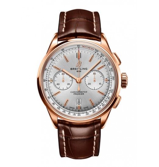 Breitling Premier B01 Cronografo de plata de oro rosa de 18 quilates RB0118371G1P2 réplica de reloj