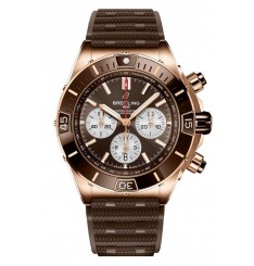 Breitling Super Chronomat 18k Rose Gold Brown Dial Correa de caucho Hombre RB0136E31Q1S1 réplica de reloj