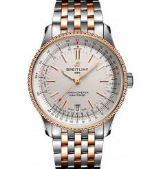Breitling Navitimer 1 Automatic 38 Silver Dial Oro rosa y acero inoxidable Hombres U17325211G1U1 réplica de reloj