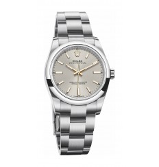 Rolex Oyster Perpetual 34 Pulsera Oyster con esfera plateada réplica de reloj
