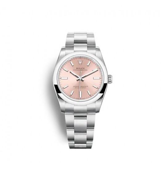 Rolex Oyster Perpetual 34 Pulsera Oyster con esfera rosa réplica de reloj