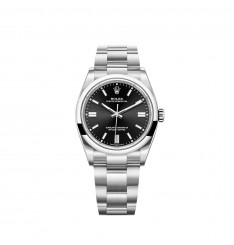 Rolex Oyster Perpetual 36 Brazalete Oyster con esfera negra brillante réplica de reloj