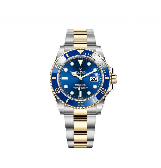 Rolex Submariner Date Amarillo Rolesor Azul Cerachrom Bisel 41mm réplica de reloj