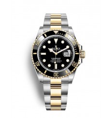 Rolex Submariner Date Yellow Rolesor Black Cerachrom bisel de 41 mm réplica de reloj