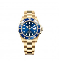 Rolex Submariner Date oro amarillo de 18 quilates azul Cerachrom bisel réplica de reloj