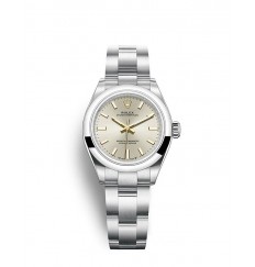 Rolex Oyster Perpetual 28 esfera plateada réplica de reloj