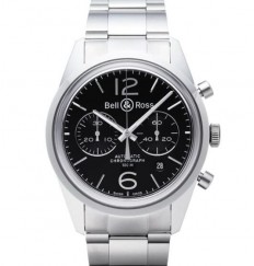 Bell & Ross Vintage BR Officer Steel Auto 41 mm Para Hombre Pulsera BRG126-BL-STSST Replica Reloj