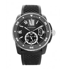 Calibre De Cartier Diver Automatic Negro Dial Negro Rubber Divers De Los Hombres WSCA0006 Réplica Reloj