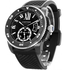 Calibre De Cartier Diver Automatic Negro Dial Negro Rubber Divers De Los Hombres WSCA0006 Réplica Reloj