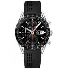 TAG Heuer Carrera Chronograph Automatico Dial Negro Caucho negro CV201AK.FT6040 Réplica Reloj