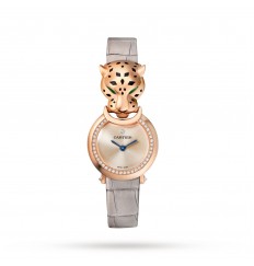 Cartier La Panthere De Cartier Pequeno Movimiento De Cuarzo Oro Rosa Diamantes Cuero HPI01379