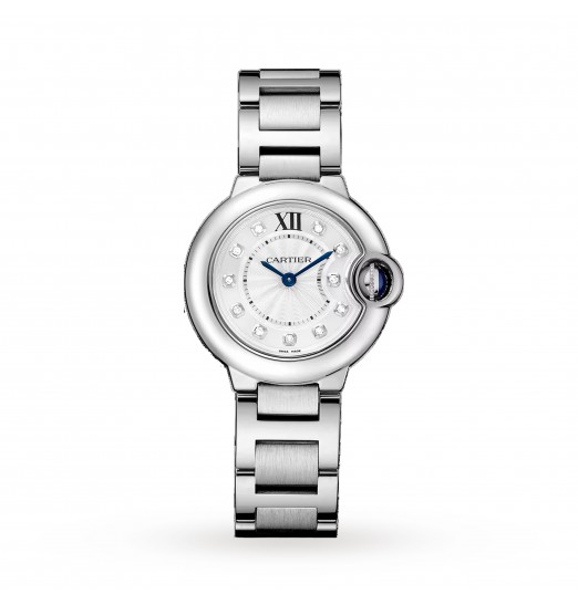 Cartier Ballon Bleu De Cartier 28 mm Movimiento de cuarzo Acero Diamantes W4BB0029