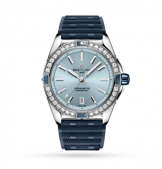 Breitling Super Chronomat Automatico 38 con correa de caucho azul A17356531C1S1