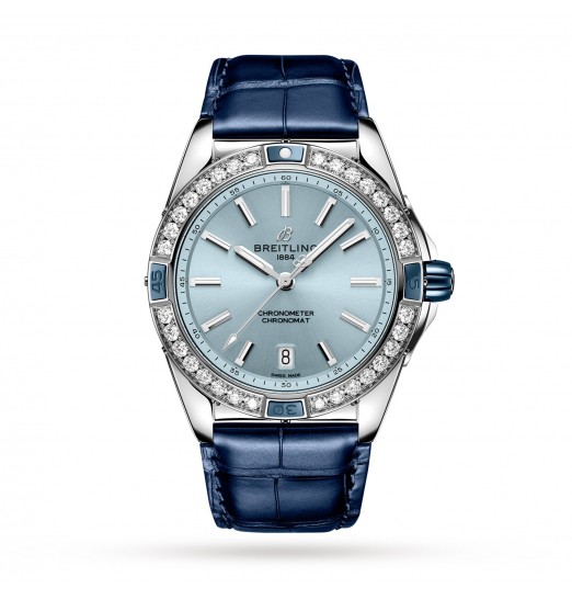 Breitling Super Chronomat Automatico 38 con correa de cuero azul A17356531C1P1
