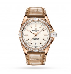 Breitling Super Chronomat Automatico 38 Origins blanco con correa de cuero marron en oro rosa de 18 quilates R17356531G1P1
