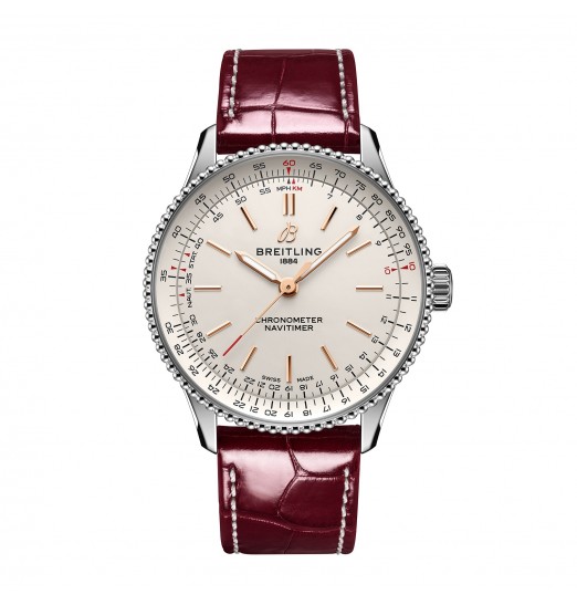 Breitling Navitimer 36 mm para mujer Cocodrilo plateado A17327211G1P1