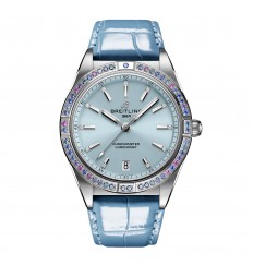 Breitling Chronomat Automatico 36 de mujer con correa de cuero azul hielo del Mar del Sur G10380611C1P1