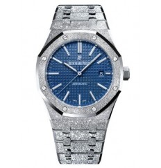 Audemars Piguet Royal Oak 15410 Frosted Oro blanco Azul Dial Reloj