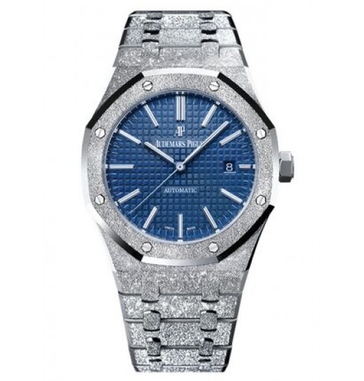 Audemars Piguet Royal Oak 15410 Frosted Oro blanco Azul Dial Reloj