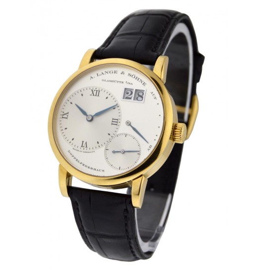 A Lange&Sohne Lange 1 en oro amarillo con correa y esfera plateada 111.021 réplica de reloj