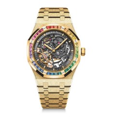 Audemars Piguet Royal Oak 41 Rueda de equilibrio doble calada Frosted Yellow Gold Rainbow 15412BA.YG.1224BA.01 réplica de reloj Audemars Piguet Royal Oak 41 Rueda de equilibrio doble calada Frosted Yellow Gold Rainbow 15412BA.YG.1224BA.01 réplica de reloj