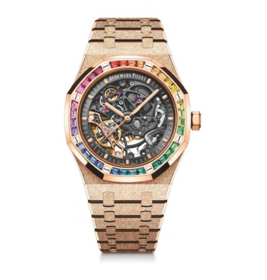 Audemars Piguet Royal Oak Frosted Gold Rueda de equilibrio doble calada 15412OR.YG.1224OR.01 réplica de reloj